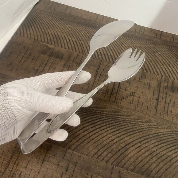 Yamazaki Hospitality Basic Salad Server Tongs Stainless Steel Spoon/Fork - Picture 2 of 7